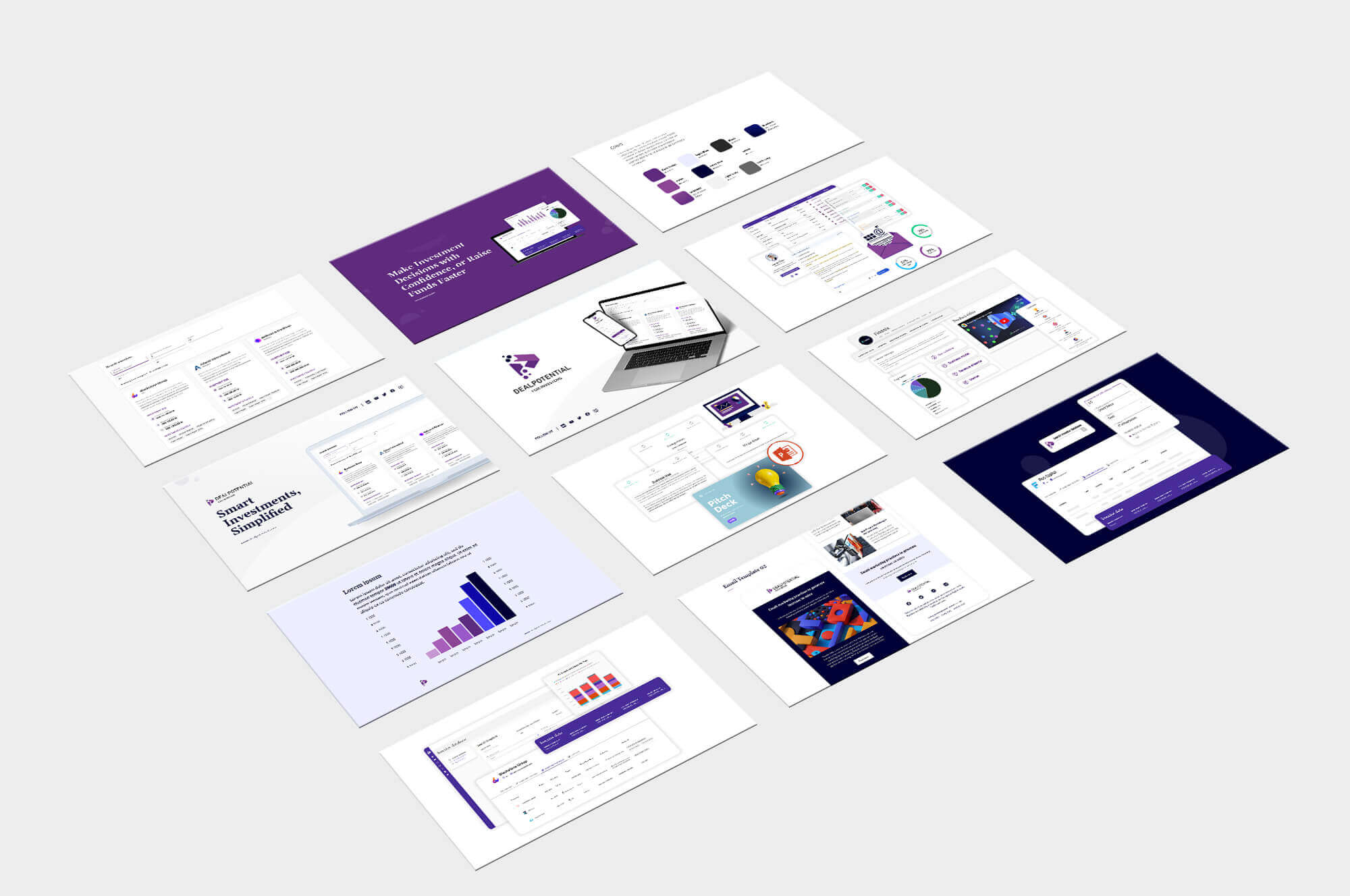 Isometric cards illustrating the diverse aspects of Nar Agency's SaaS Branding Design Service.