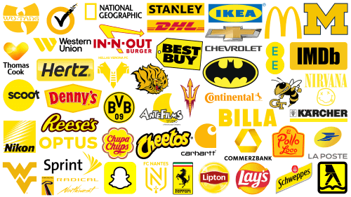Collection of famous yellow logos conveying optimism, energy, and caution.