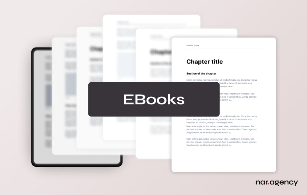 Conceptual image of eBooks as valuable sales enablement materials