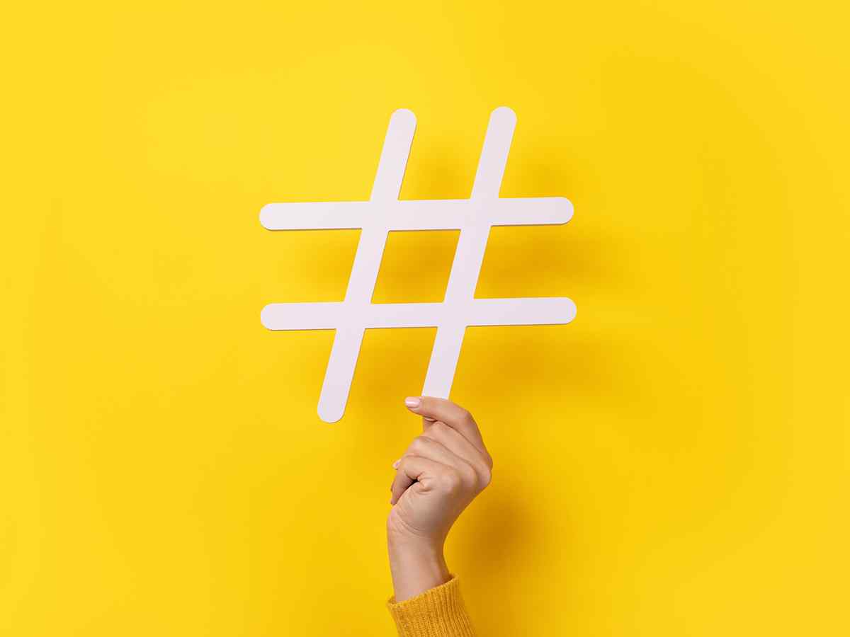 Large hashtag symbol for social media brand awareness