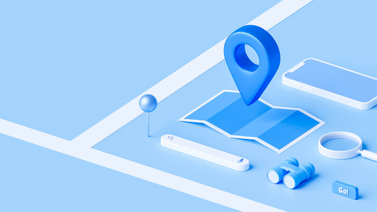 Local SEO concept with map pin and search element